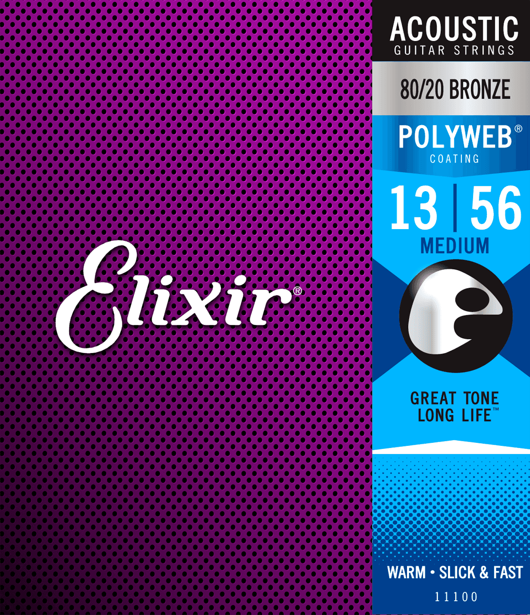 Elixir Polyweb Bronze 80/20 Guitarstrenge (Medium, 13-56)