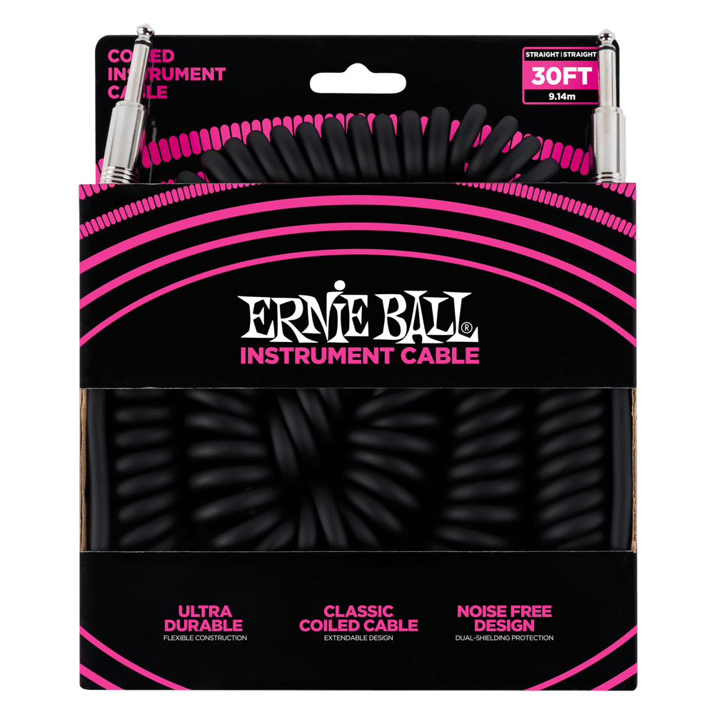 Ernie Ball 6044 Guitar Kabel (Sort, 9m)