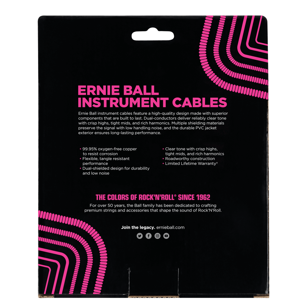 Ernie Ball 6044 Guitar Kabel (Sort, 9m)
