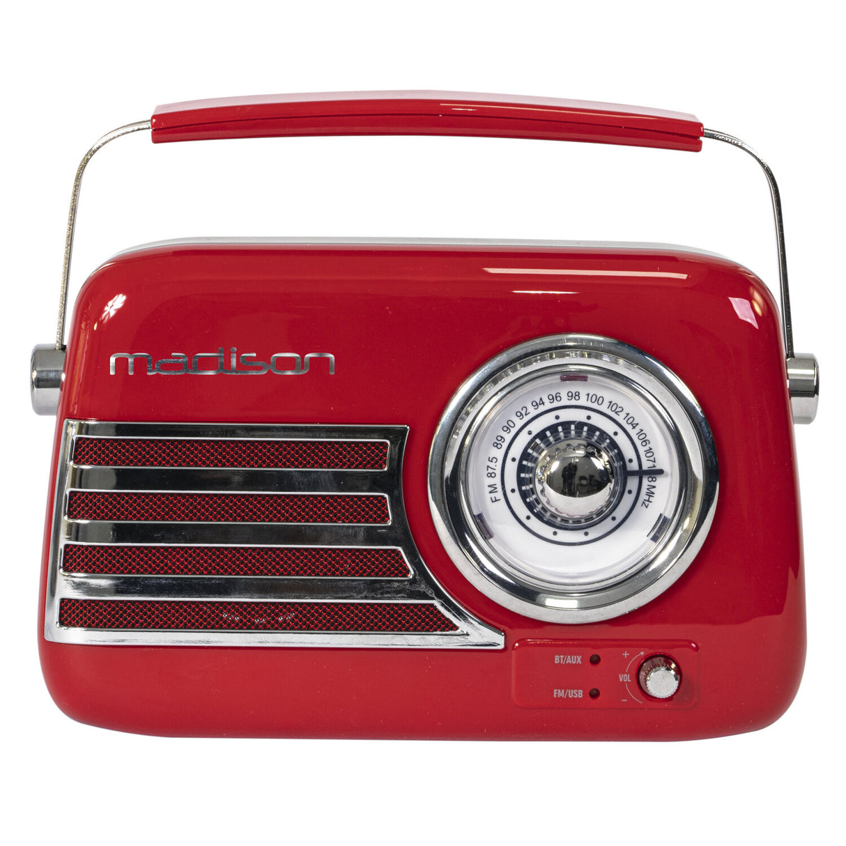 RETURVARE - Madison Retro Radio m. Bluetooth og FM (Rød)