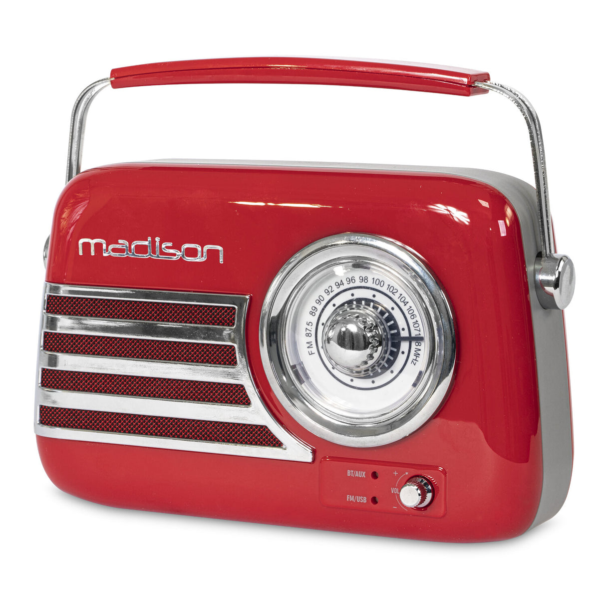 RETURVARE - Madison Retro Radio m. Bluetooth og FM (Rød)