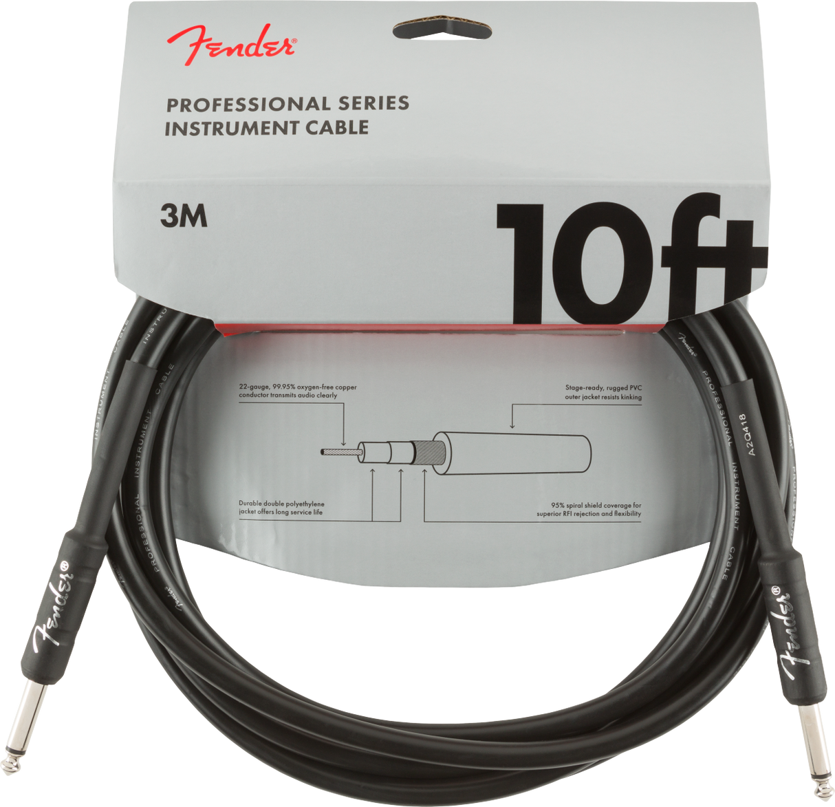 Fender Professional Guitar Kabel (Sort, 3m)