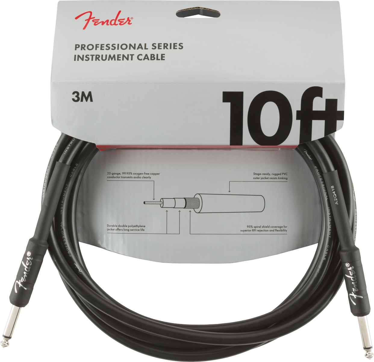 Fender Professional Guitar Kabel (Sort, 3m)