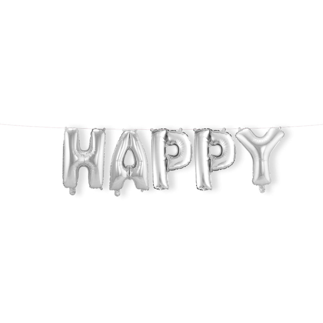 Folieballon 'Happy' (Sølv, 36cm)