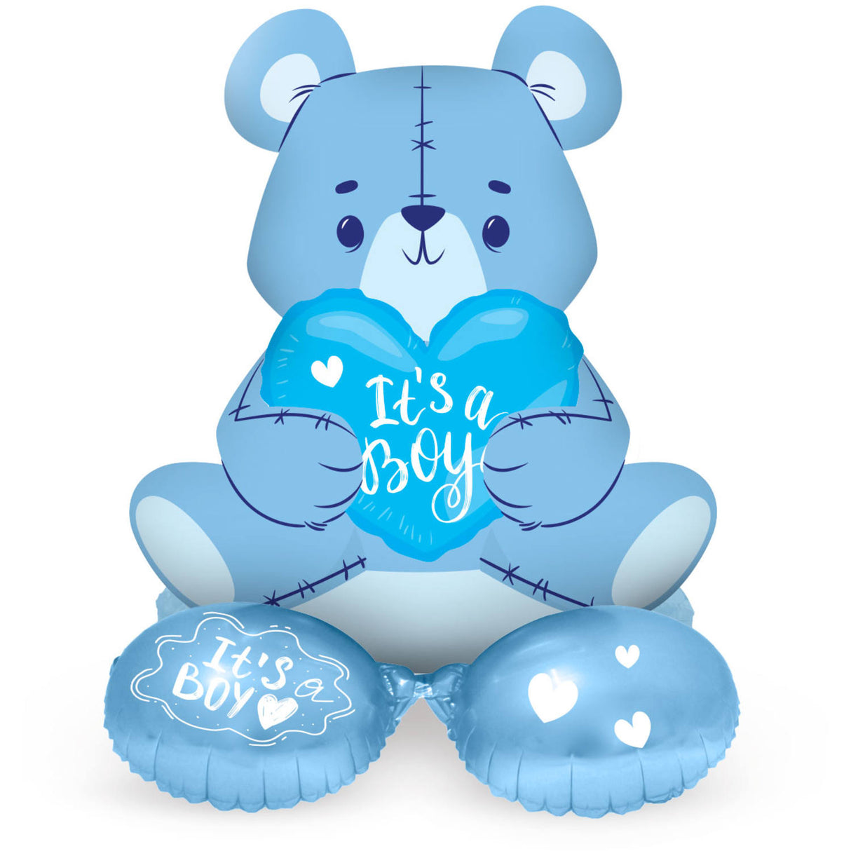 Folieballon m. Base Bear 'It's a Boy' (Blå , 61cm)