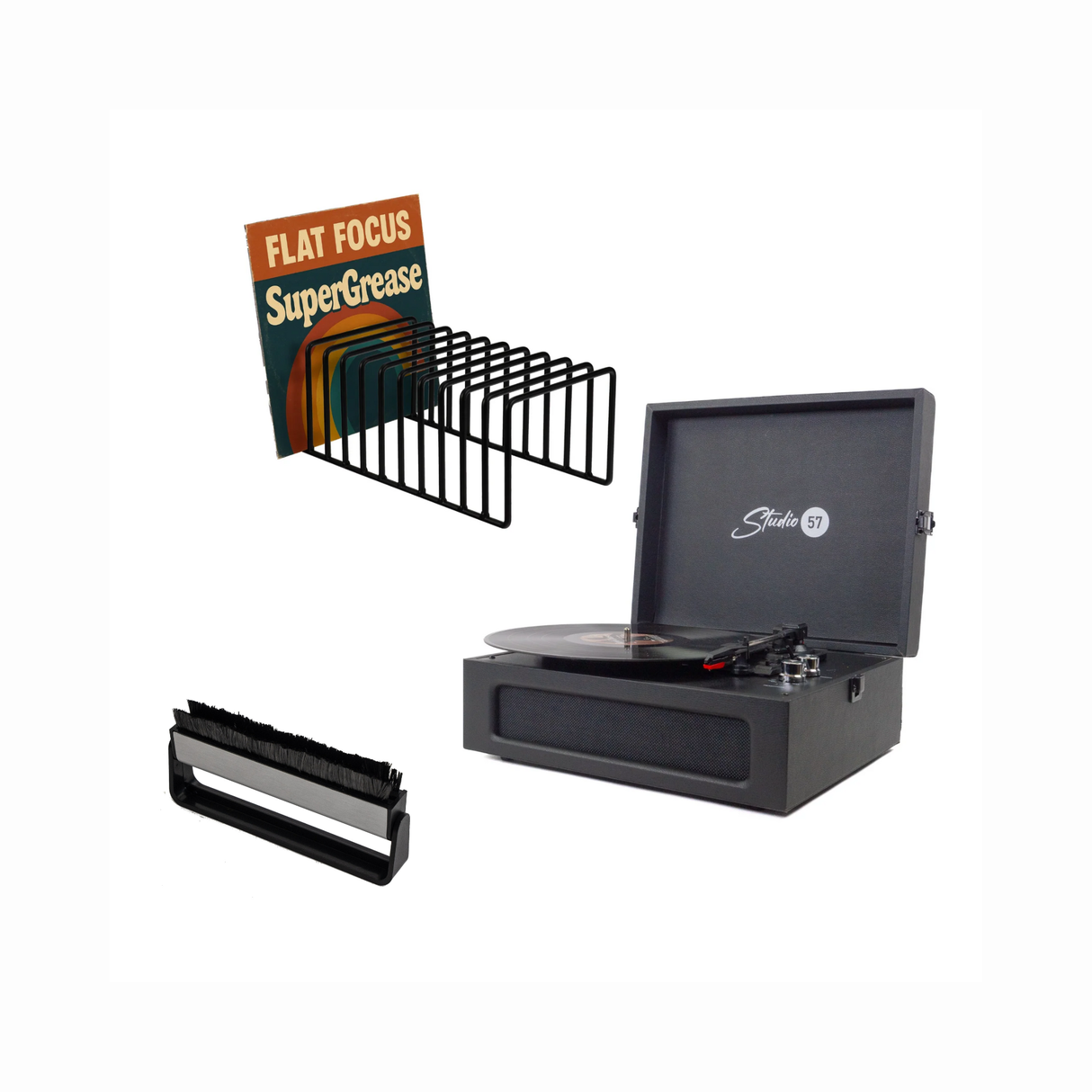 Studio 57 Groovy Pladespiller (Sort) Bundle