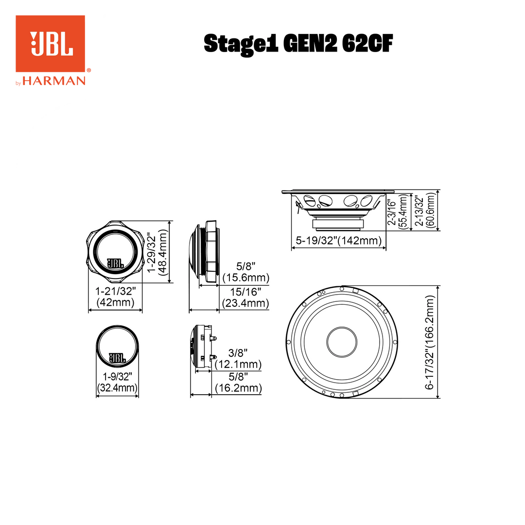 JBL Stage1 Gen2 62 6,5" koaksiale bilhøjttalere