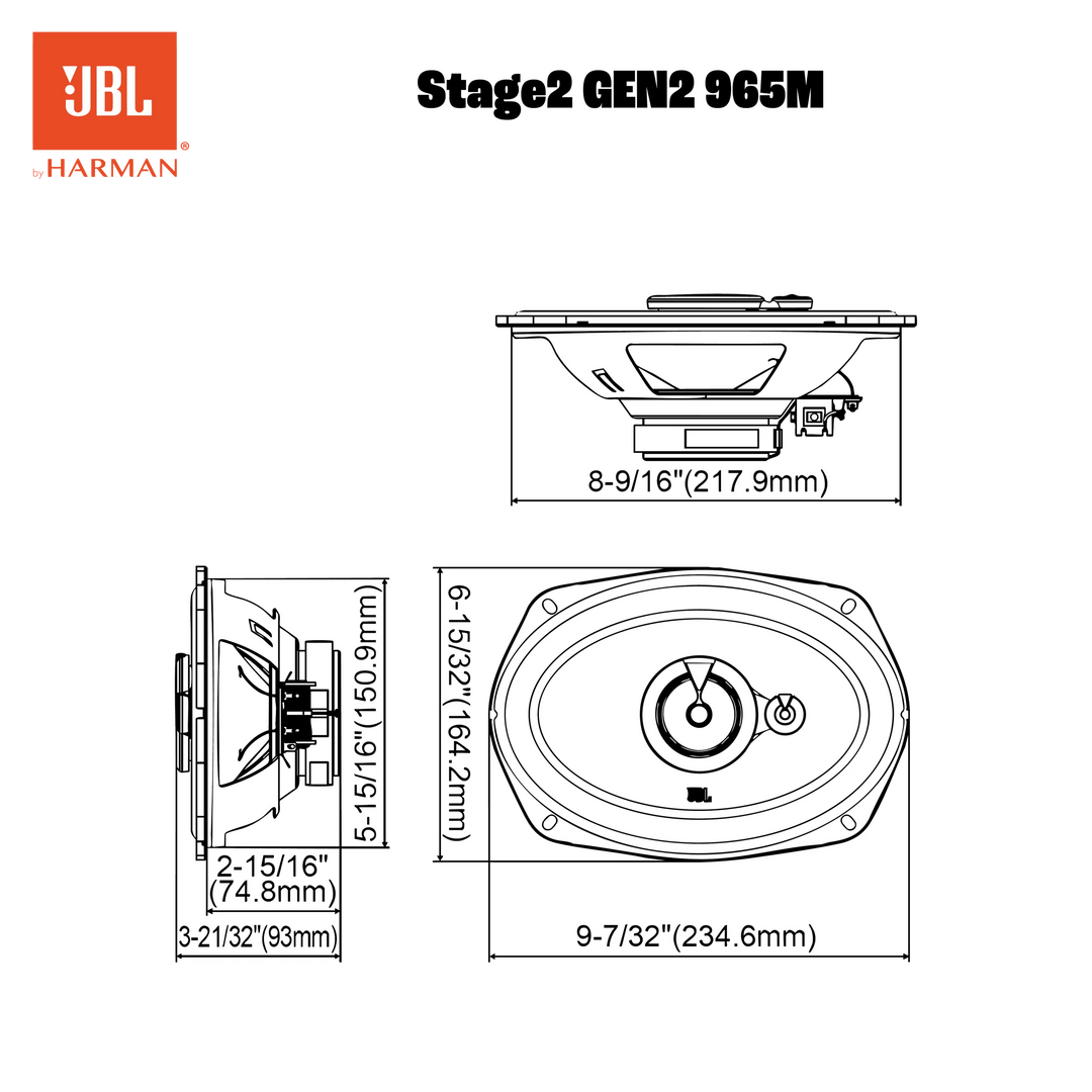 JBL Stage2 Gen2 965M 6x9" 3-vejs bilhøjttalere