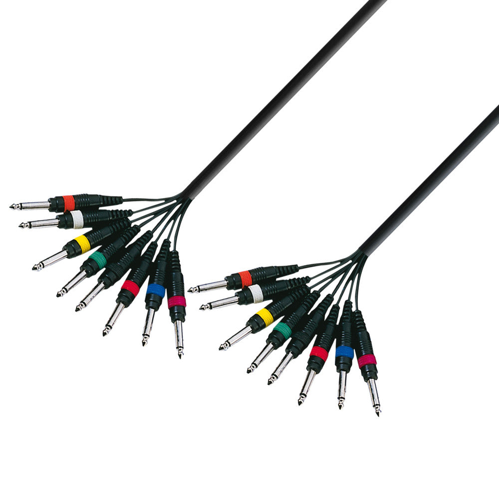 Multikabel 8 x 6.3 mm Jack mono til 8 x 6.3 mm Jack mono (3m)