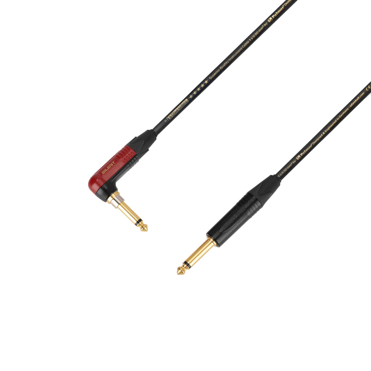 Adam Hall Cables 5 STAR IPR 0300 PALMER® CABLE SILENT - Instrumentkabel | Palmer® & Neutrik silentPLUG® vinklet jack x jack TS | 3 m