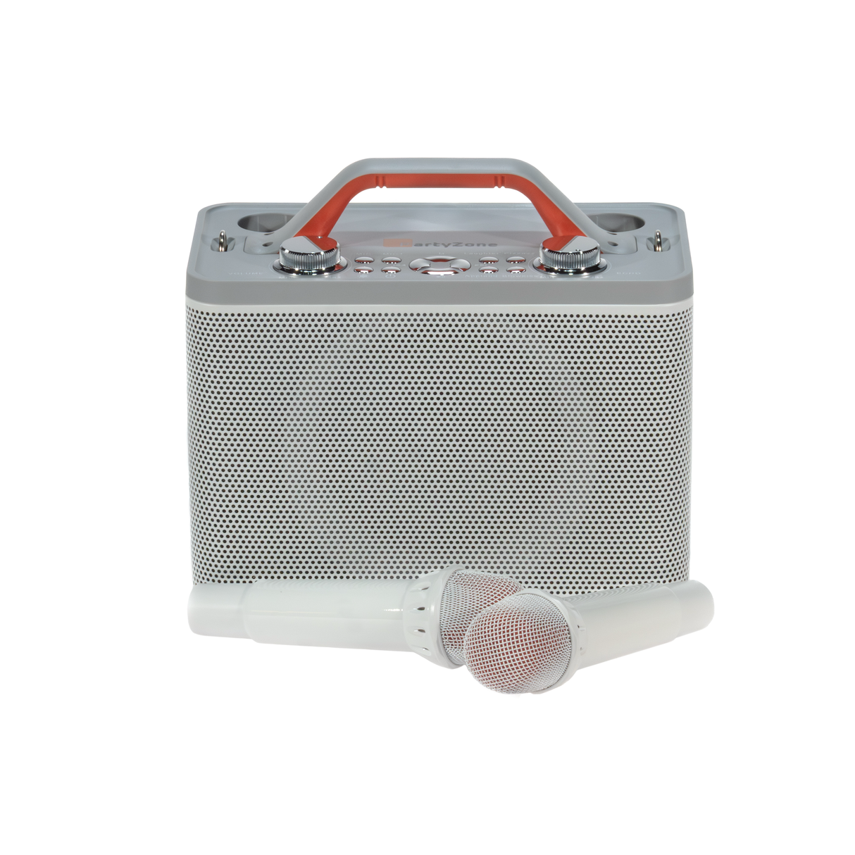 PartyZone Karaoke Højttaler m. 2 Mikrofoner (Hvid)