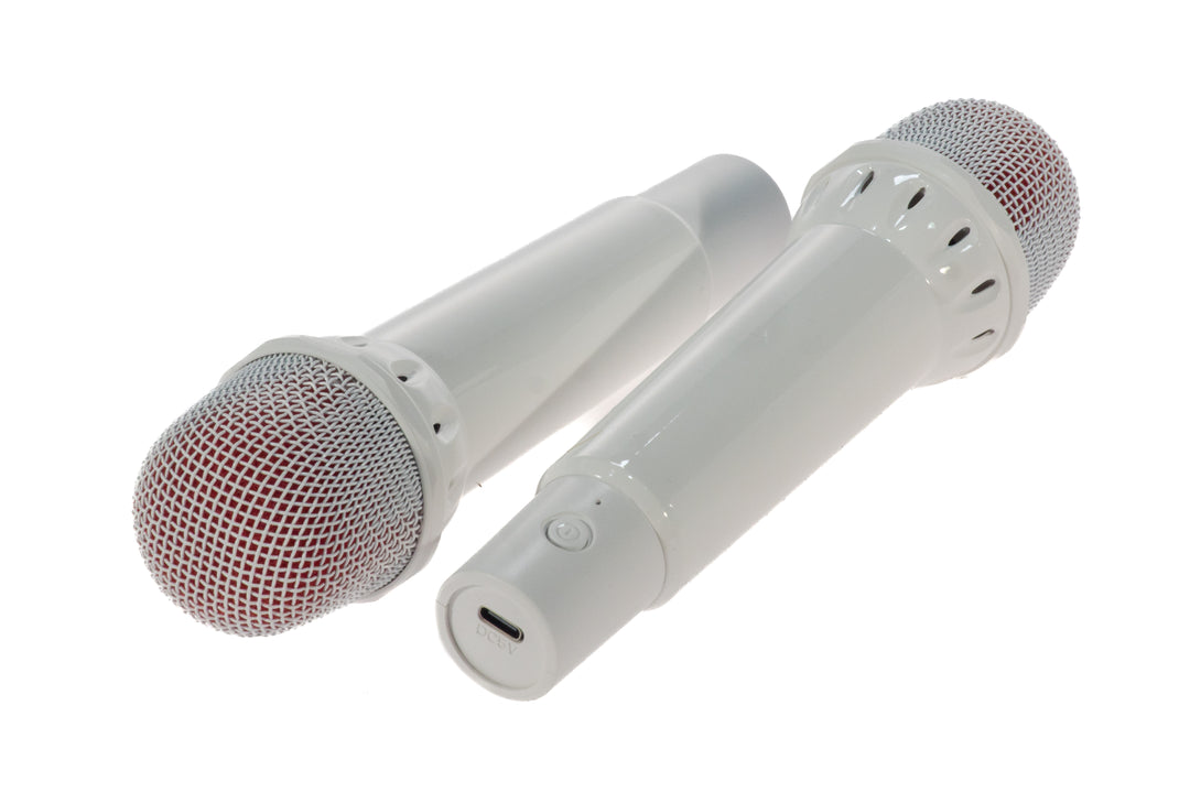 Karaoke anlæg med 2 mikrofoner (Hvid)