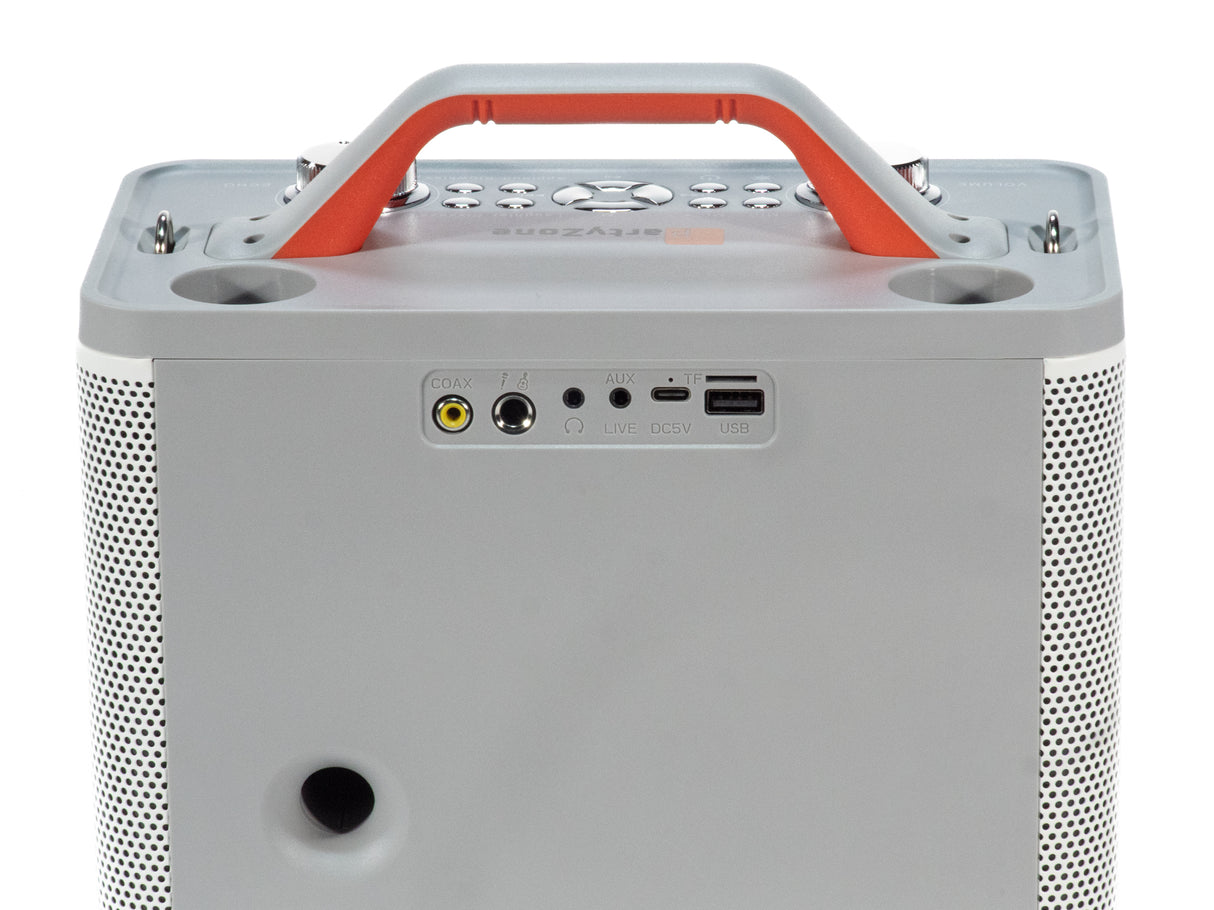 PartyZone Karaoke Højttaler m. 2 Mikrofoner (Hvid)