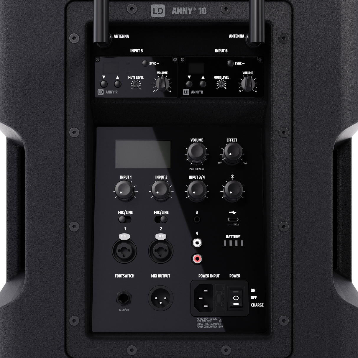 LD Systems ANNY® 10 HBH 2 B8 - 10" bærbart batteridrevet Bluetooth® PA-system med mixer, 1x trådløs håndholdt og 1x headsetmikrofon (inkl. bodypack)