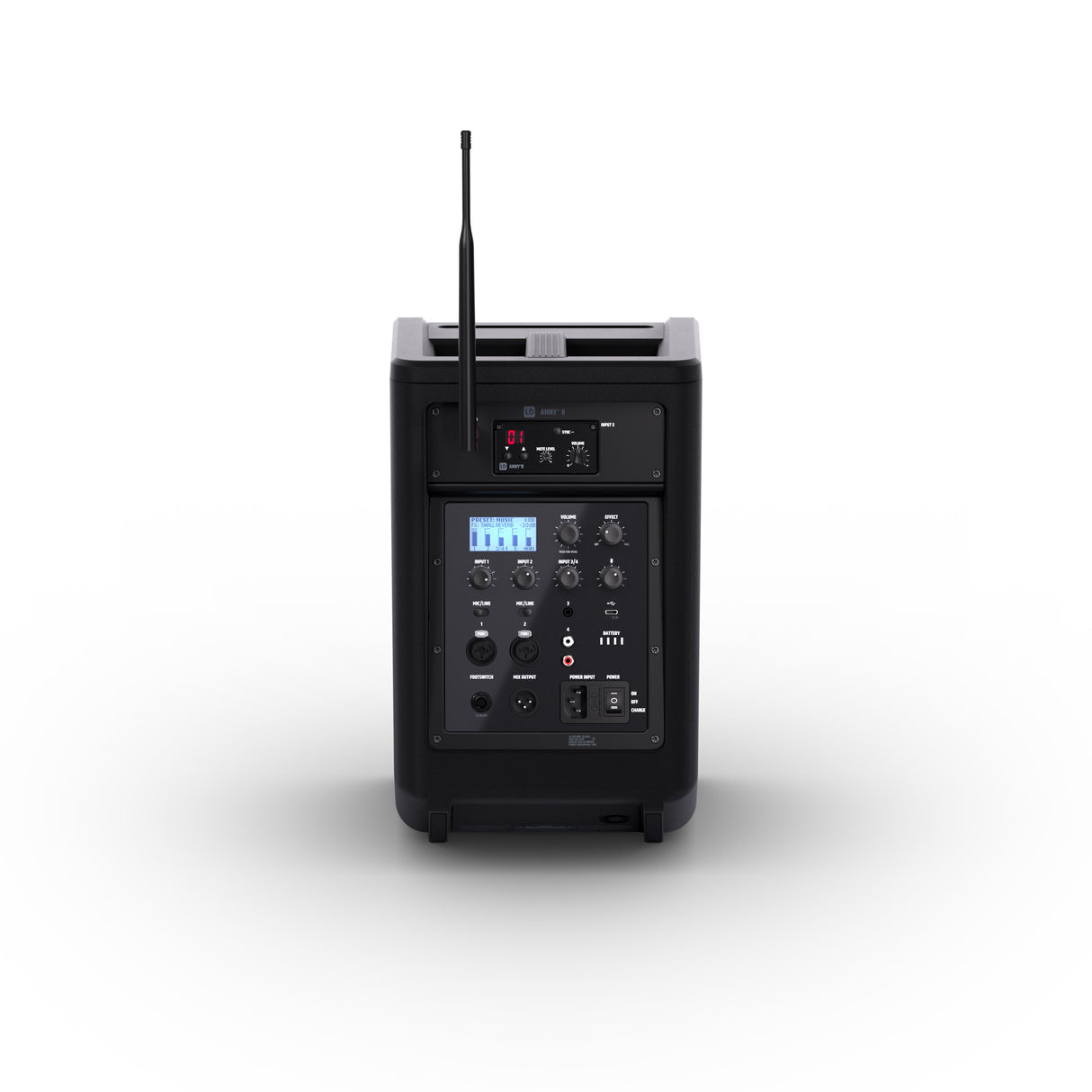 LD Systems ANNY® 8 BPH B5 - Bærbar batteridrevet Bluetooth® PA-højttaler med mixer og 1x headset-mikrofon (inkl. bodypack), Stage Black