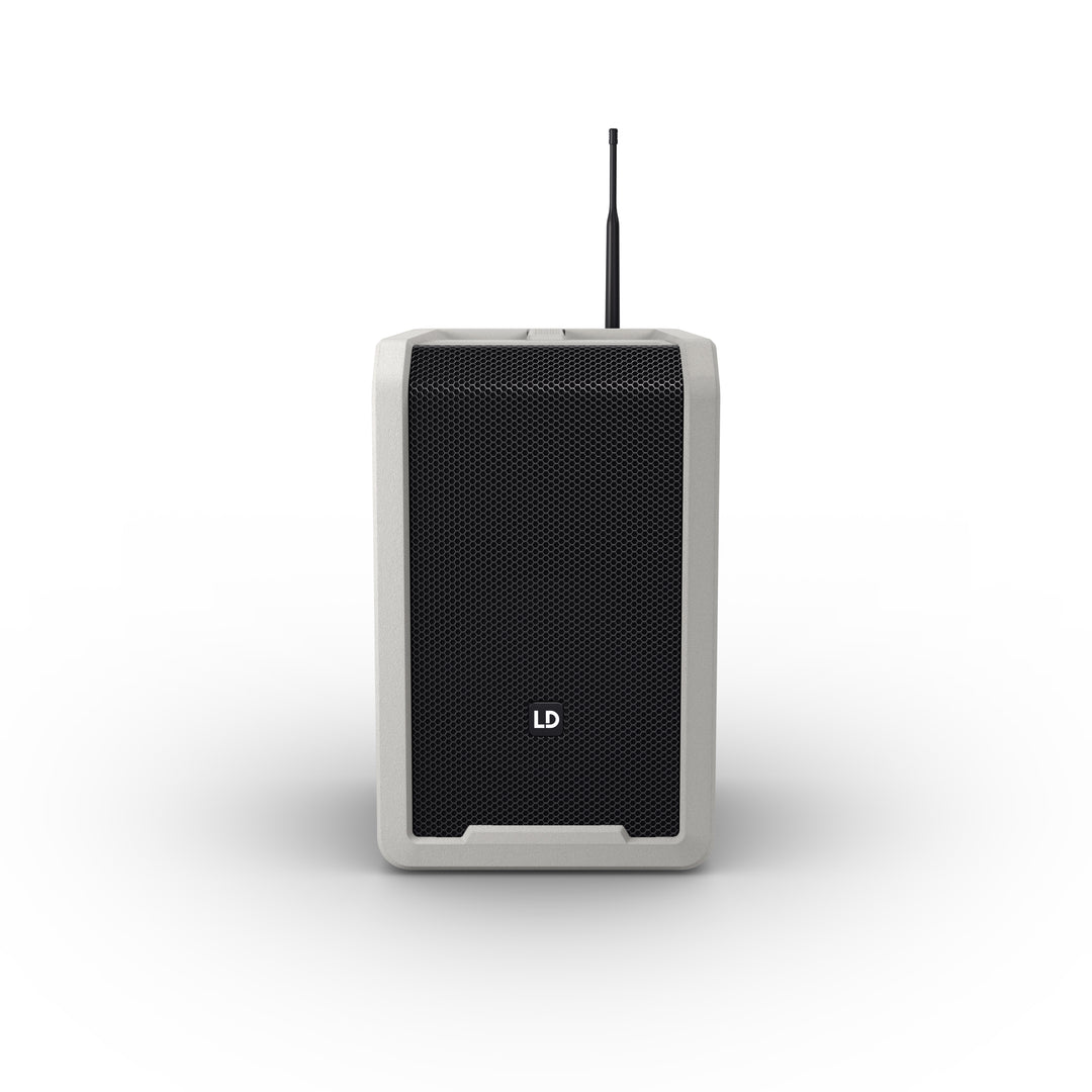 LD Systems ANNY® 8 BPH B8 G - Bærbar batteridrevet Bluetooth® PA-højttaler med mixer og 1x headsetmikrofon (inkl. bodypack), Urban Grey