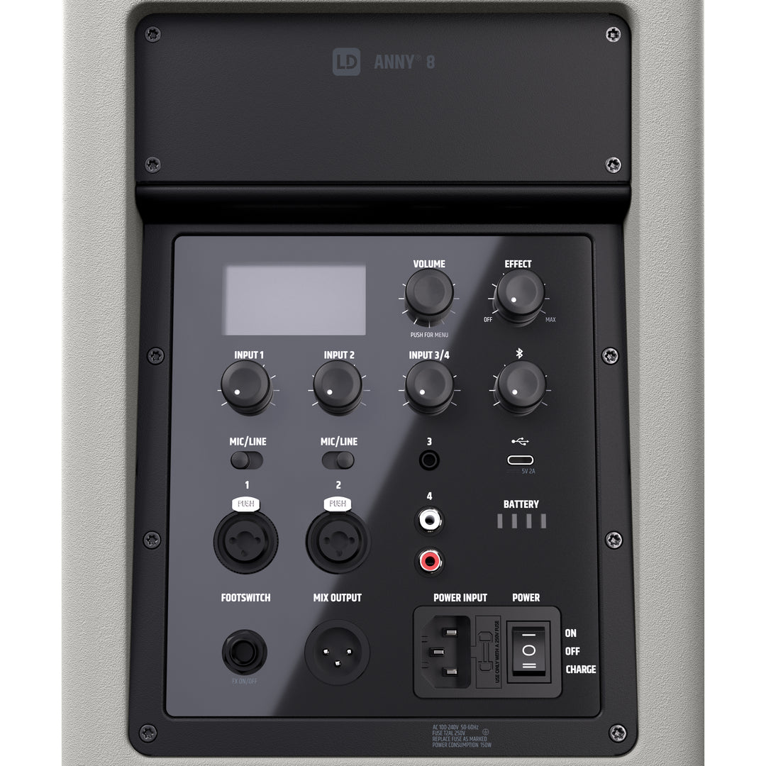 LD Systems ANNY® 8 G - Bærbar batteridrevet Bluetooth® PA-højttaler med mixer, Urban Grey