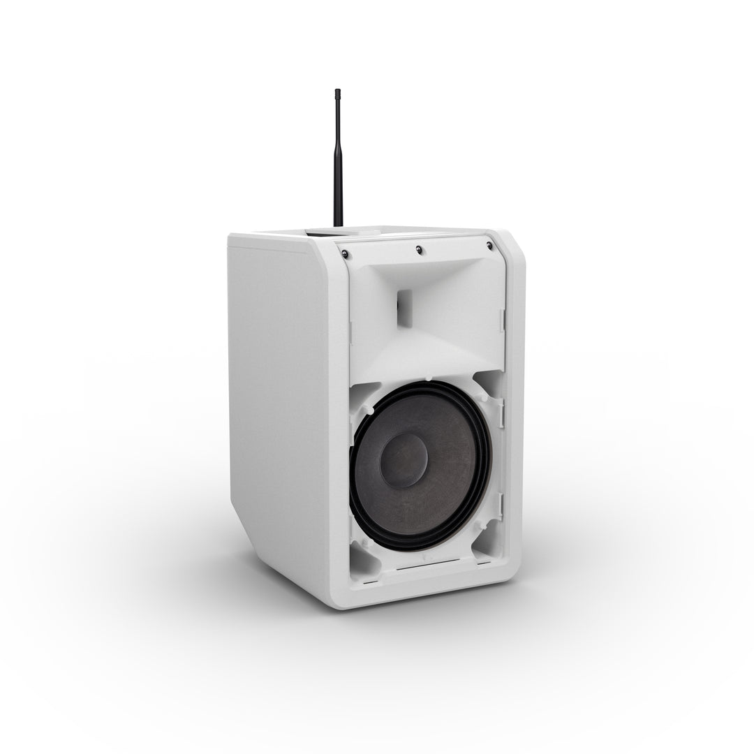 LD Systems ANNY® 8 HHD B8 W - Bærbar batteridrevet Bluetooth® PA-højttaler med mixer og 1x trådløs håndholdt mikrofon, ren hvid