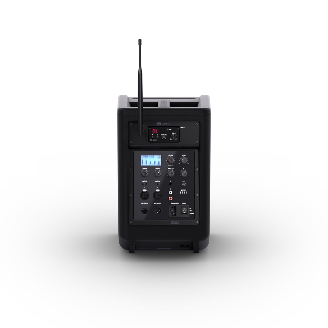 LD Systems ANNY® 8 HHD B8 - Bærbar batteridrevet Bluetooth® PA-højttaler med mixer og 1 x trådløs håndholdt mikrofon, Stage Black