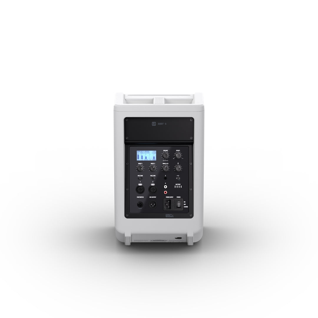 LD Systems ANNY® 8 W - Transportabel batteridrevet Bluetooth® PA-højttaler med mixer, ren hvid