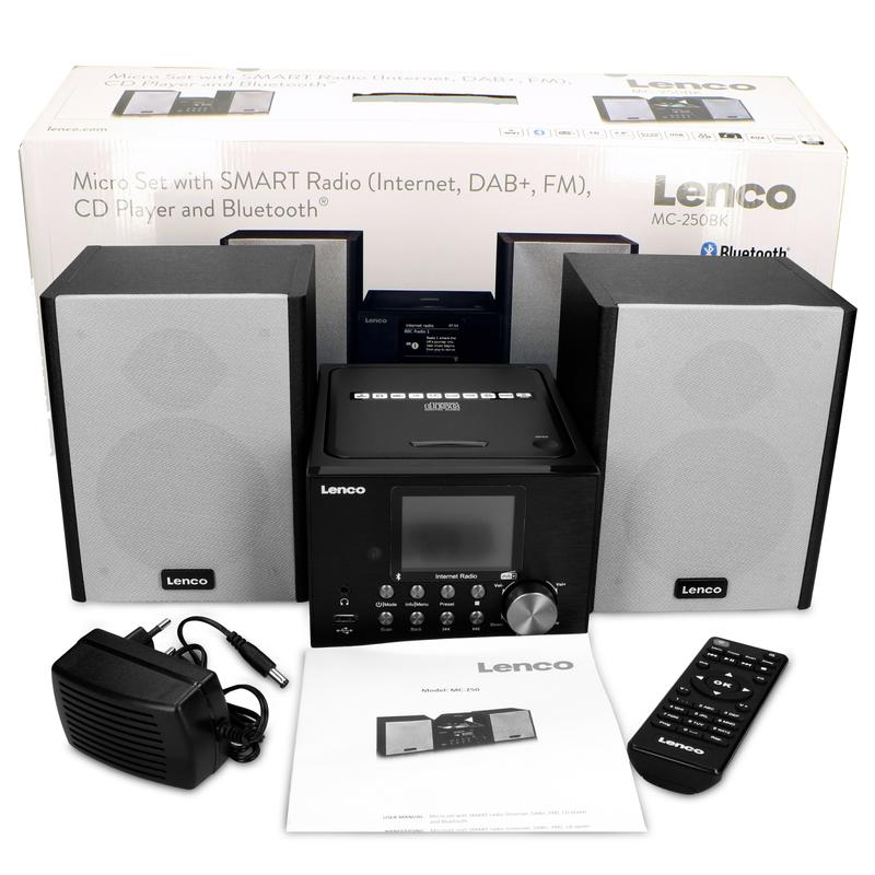 Lenco MC-250 MicroSet Mini Stereo & Internet Radio (Sort/Sølv)