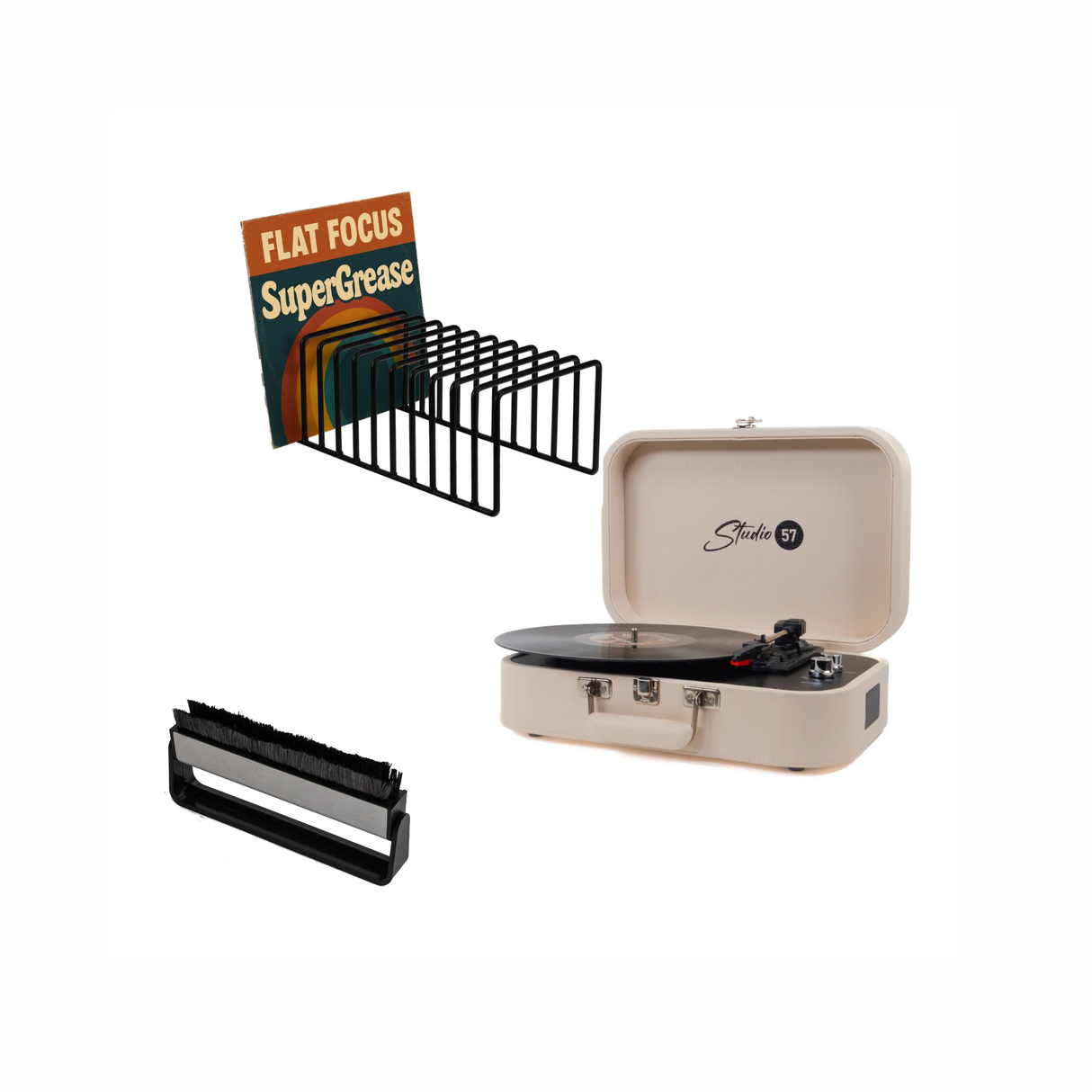 Studio 57 Mellow Pladespiller (Hvid) Bundle