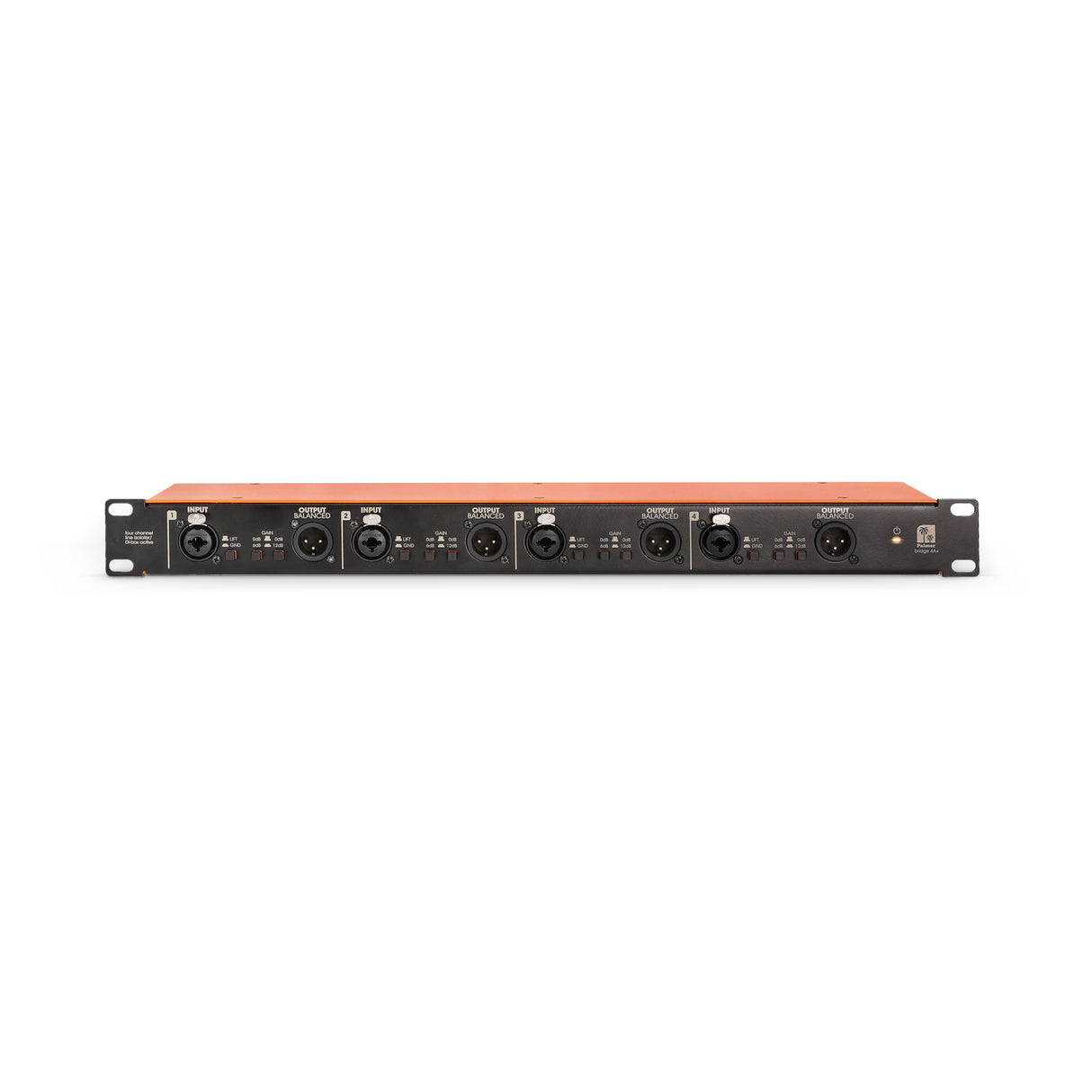 Palmer BRIDGE 4A+ - 19" DI-boks / linjeisoleringsboks, 4 kanaler, aktiv