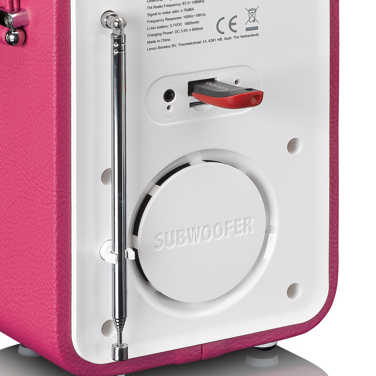 Lenco PDR-051 DAB+ Radio (Pink/Hvid)