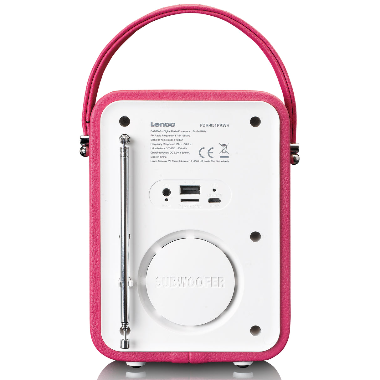 Lenco PDR-051 DAB+ Radio (Pink/Hvid)