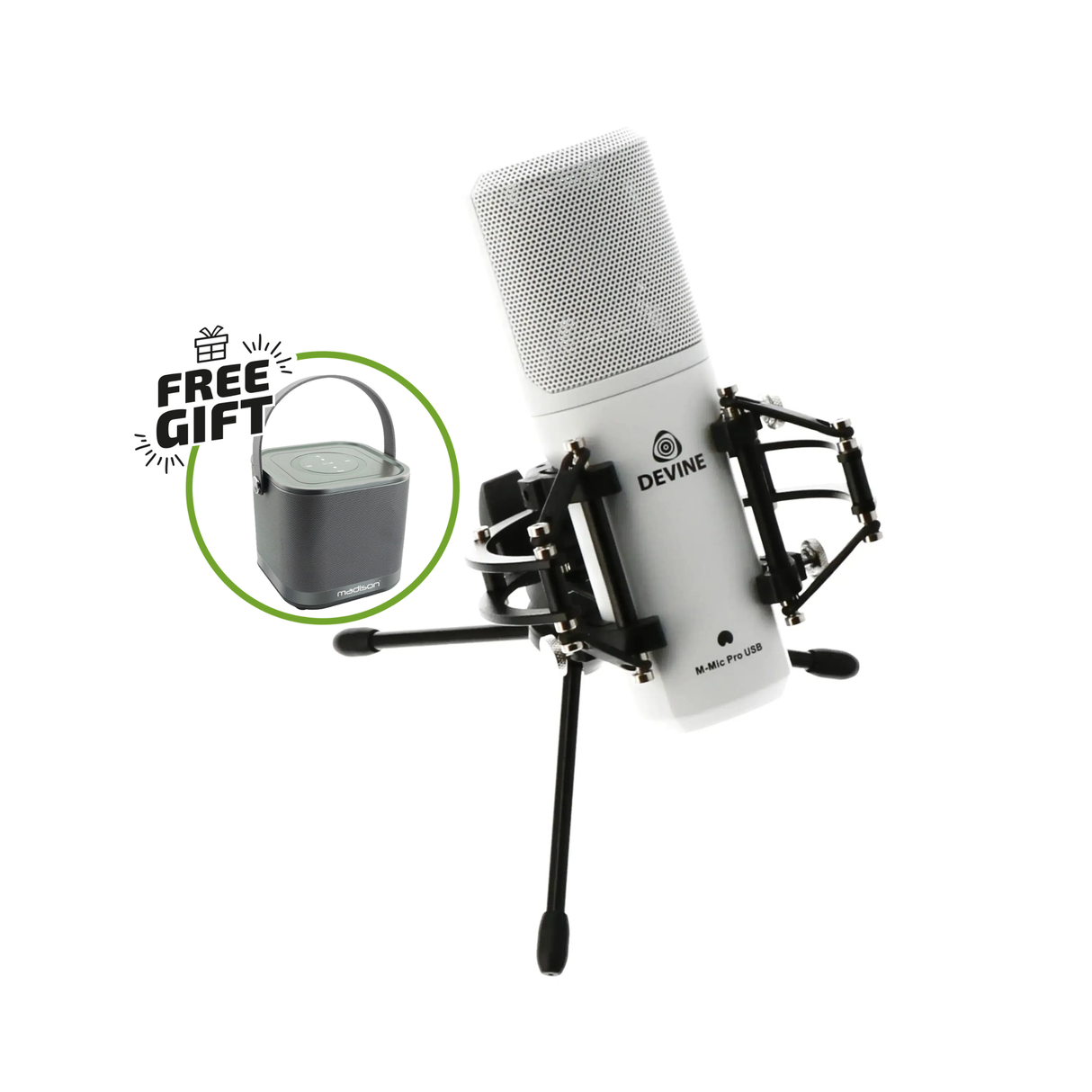 Devine M-Mic PRO Mikrofon (USB), Hvid + Free Gift