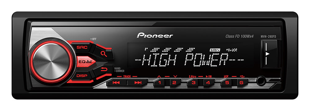 Pioneer MVH-280FD High Power 1-DIN Bilstereo