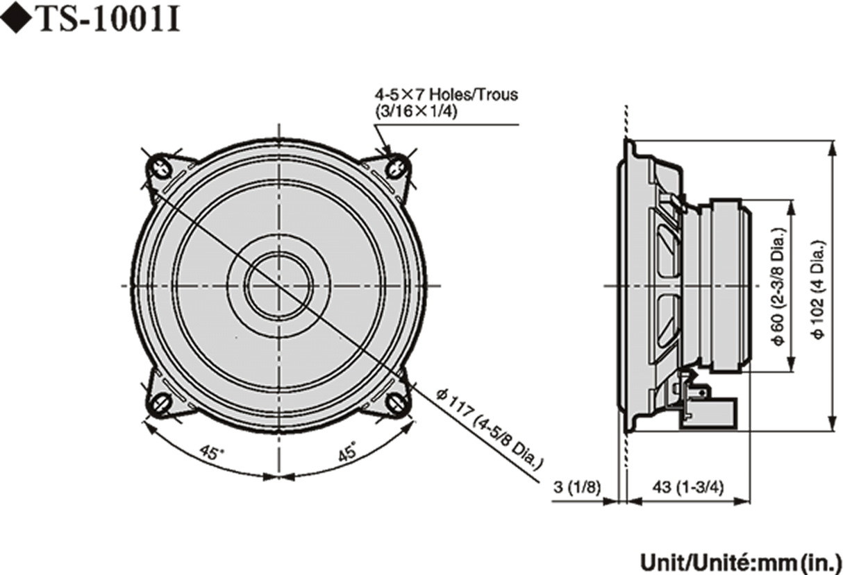 Pioneer TS-1001i Bilhøjttalersæt (10cm, 4")