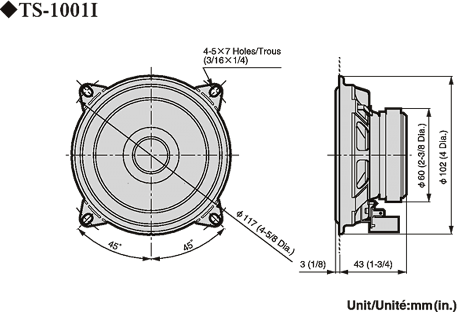 Pioneer TS-1001i Bilhøjttalersæt (10cm, 4")
