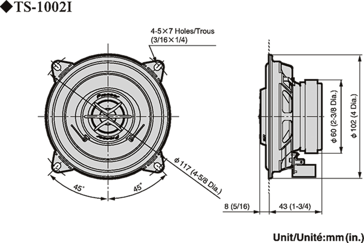 Pioneer TS-1002i Bilhøjttalersæt (10cm, 4")