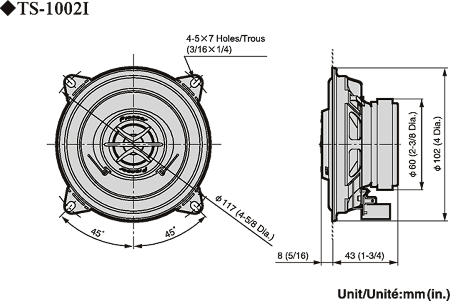 Pioneer TS-1002i Bilhøjttalersæt (10cm, 4")