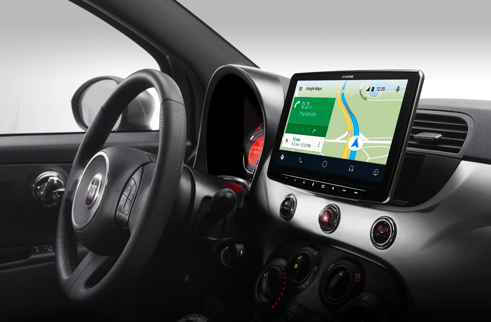 Apple Carplay, Android Auto i Fiat 500 Beige Interiør ( 2007-2015)