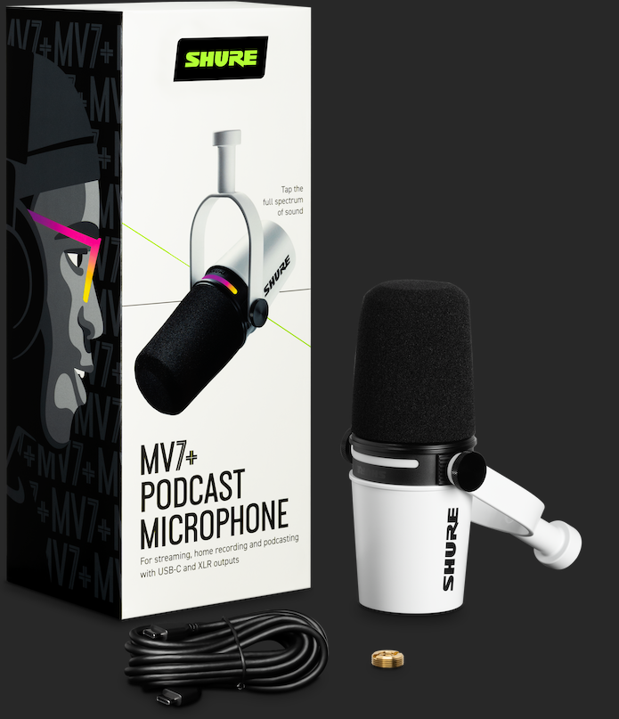 Shure MV7+ Podcast Mikrofon (Hvid)