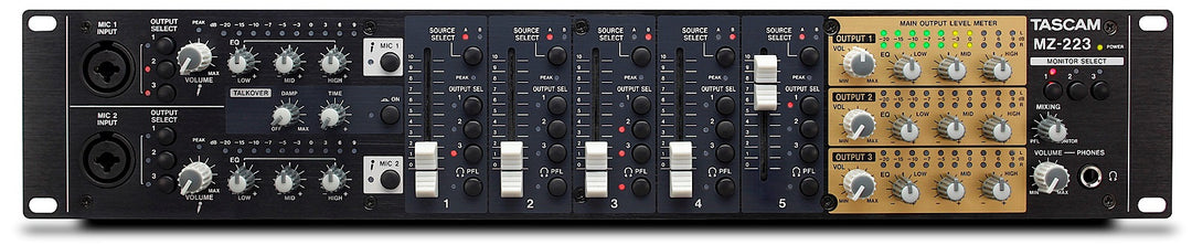 Tascam MZ-223 installationsmixer 3 zoner 2 mic/5 line input