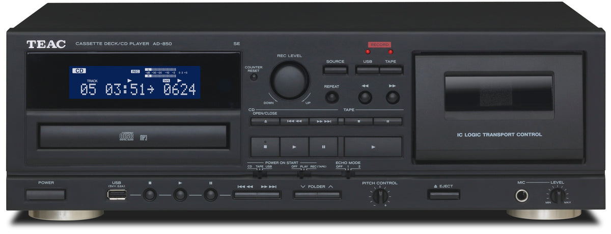 TEAC AD-850-SE CD- og Kassetteafspiller m. USB (Sort)
