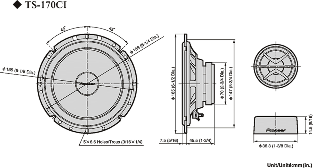 Pioneer TS-170Ci Bilhøjttaler (17cm, 6,5")