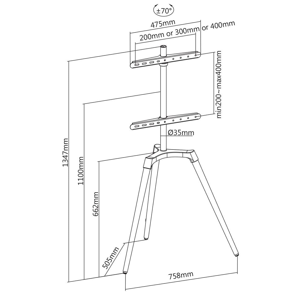 TV Gulvstativ (Hvid, Bøg, 50-65")