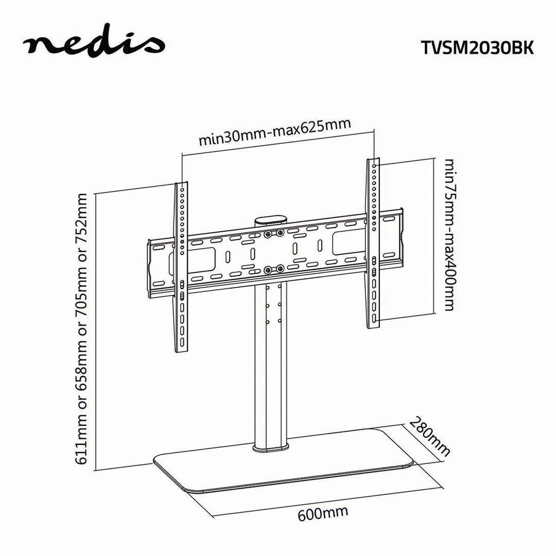 TV Stativ Fast m. 4 Højdepositioner (32-65", 45kg)