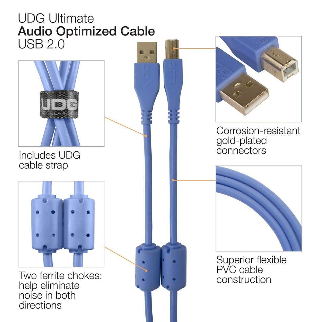 UDG Ultimate Audio Cable USB 2.0 A-B Blå Angled 3m