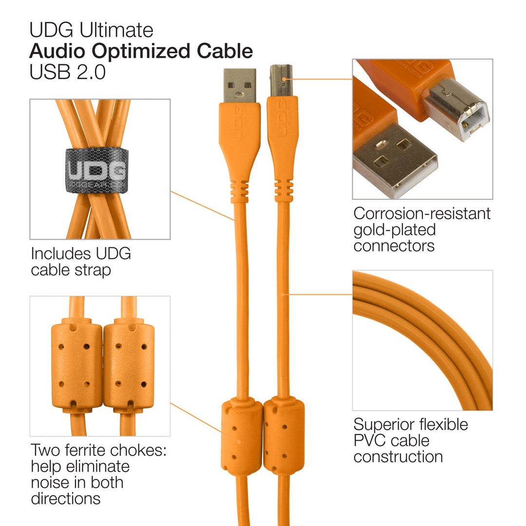 UDG Ultimate Audio Cable USB 2.0 A-B Orange Straight 3m