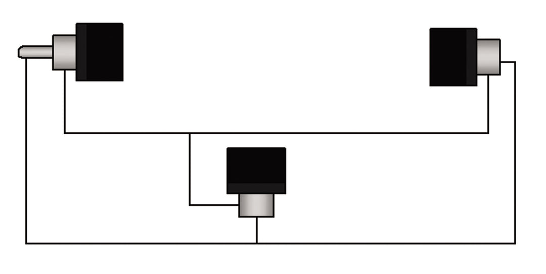 Adapter RCA han > 2 x RCA hun vinkel par