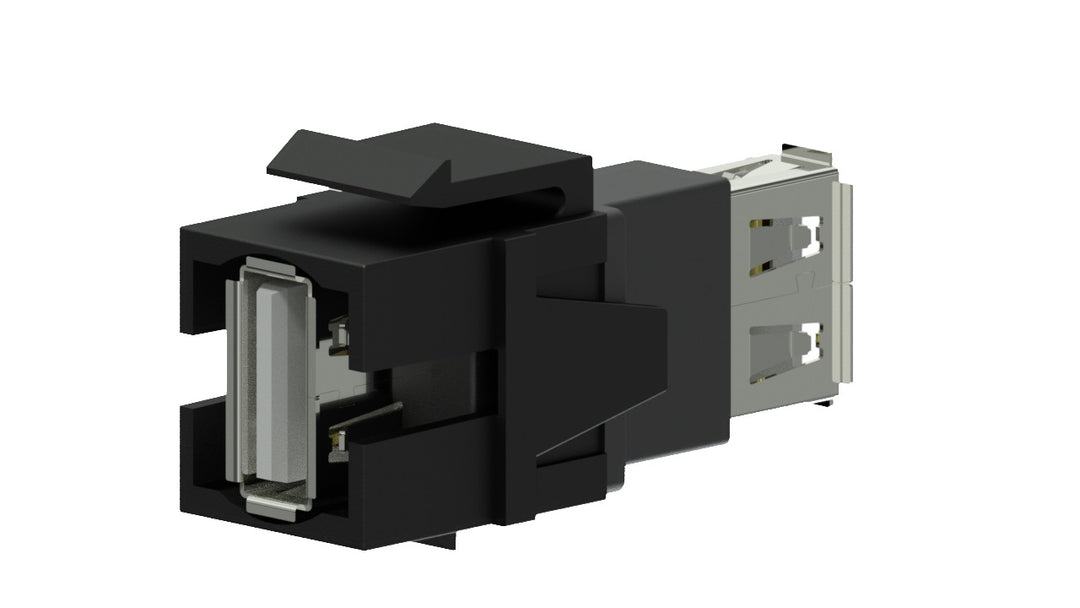 Keystone adapter usb 2.0a til usb 2.0a, Sort