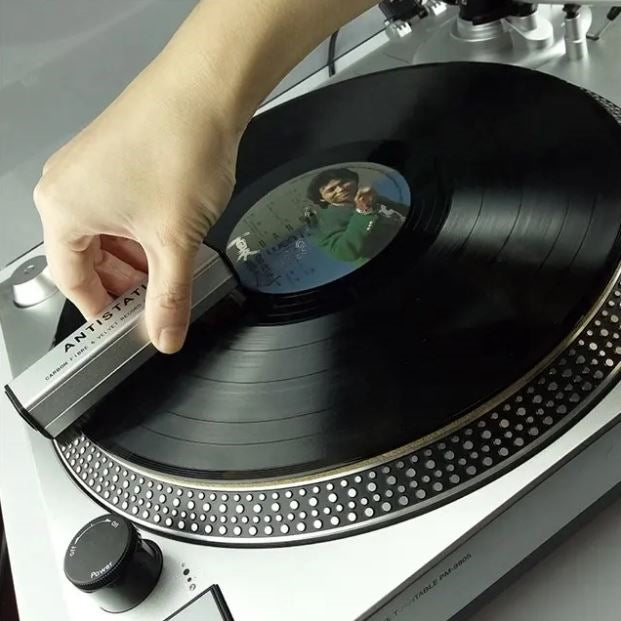 Velour- og kulfiberbørste til vinylplader