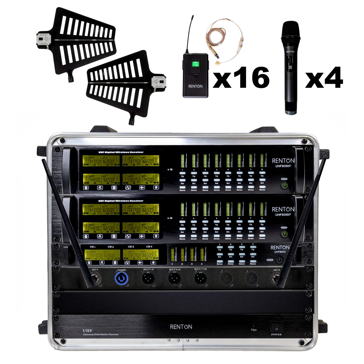 Renton Rack Trådløst Kombi System (4 Håndholdt + 16 Headset)