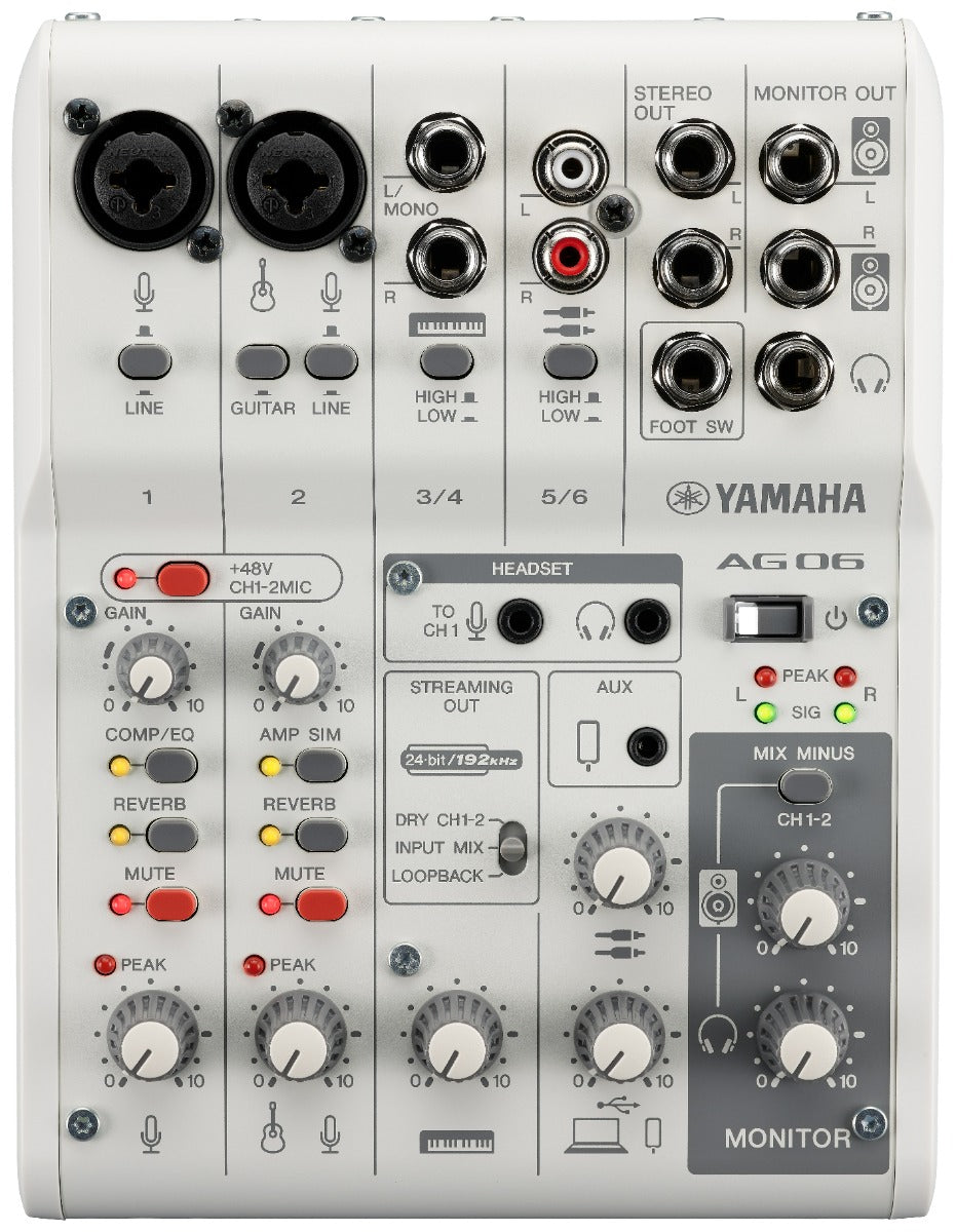 Yamaha AG06 MkII - Live Streaming Mixer (Hvid)