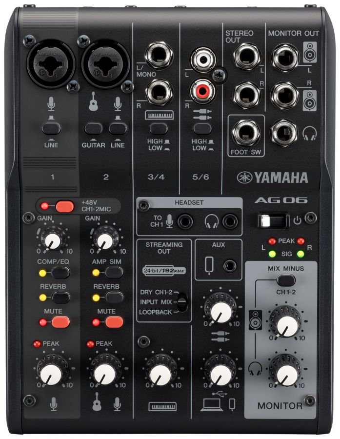 Yamaha AG06 MkII - Live Streaming Mixer (Sort)